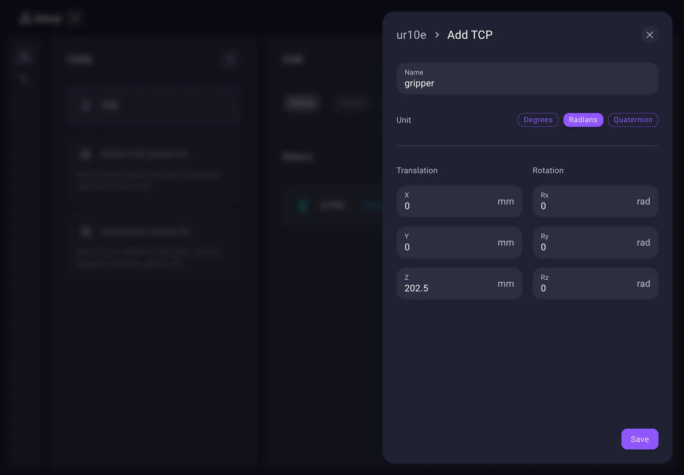 Adding a TCP for a virtual robot.
