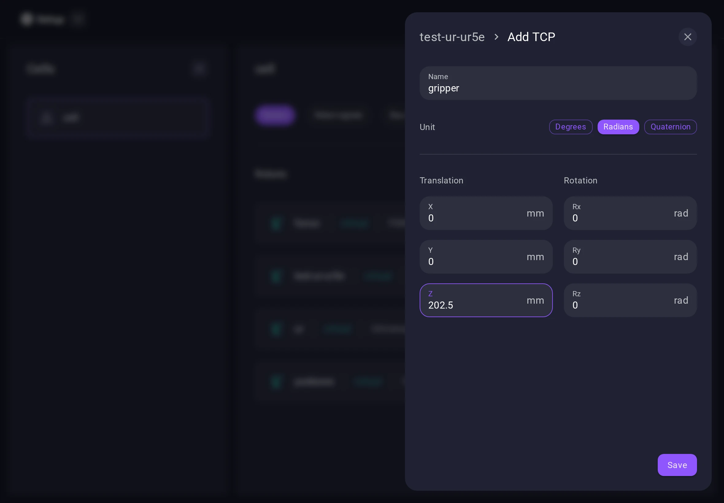 After adding the new TCP it is available in the robots TCP list.