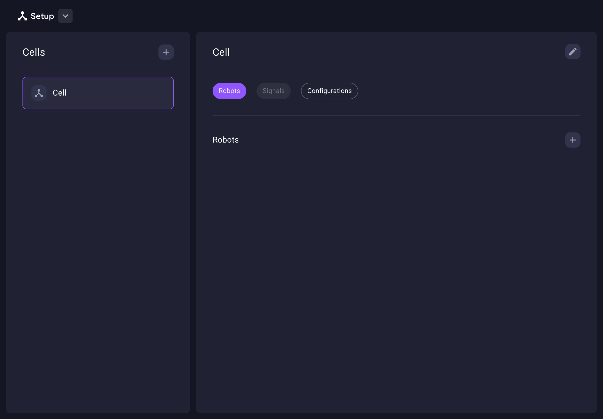 Add a robot to the cell in Setup app.