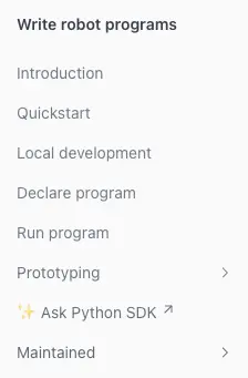 External link to Python SDK documentation generated with DeepWiki, light mode