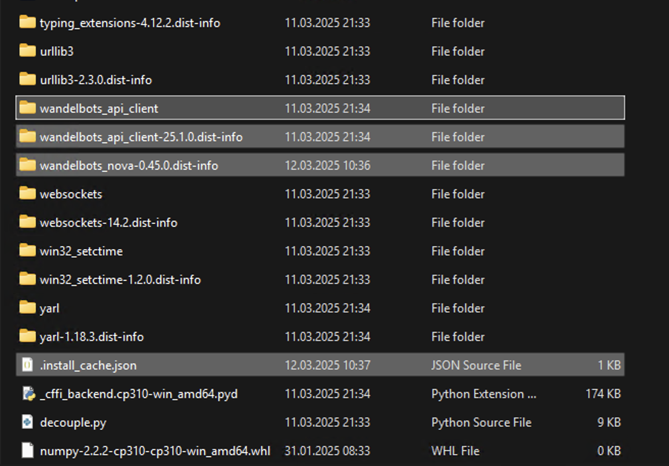 Delete python packages.