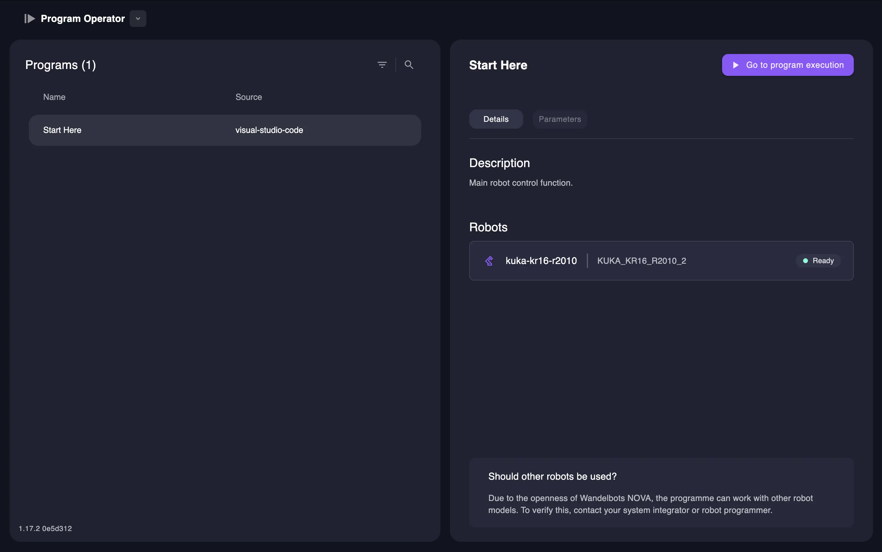 Program Operator main view