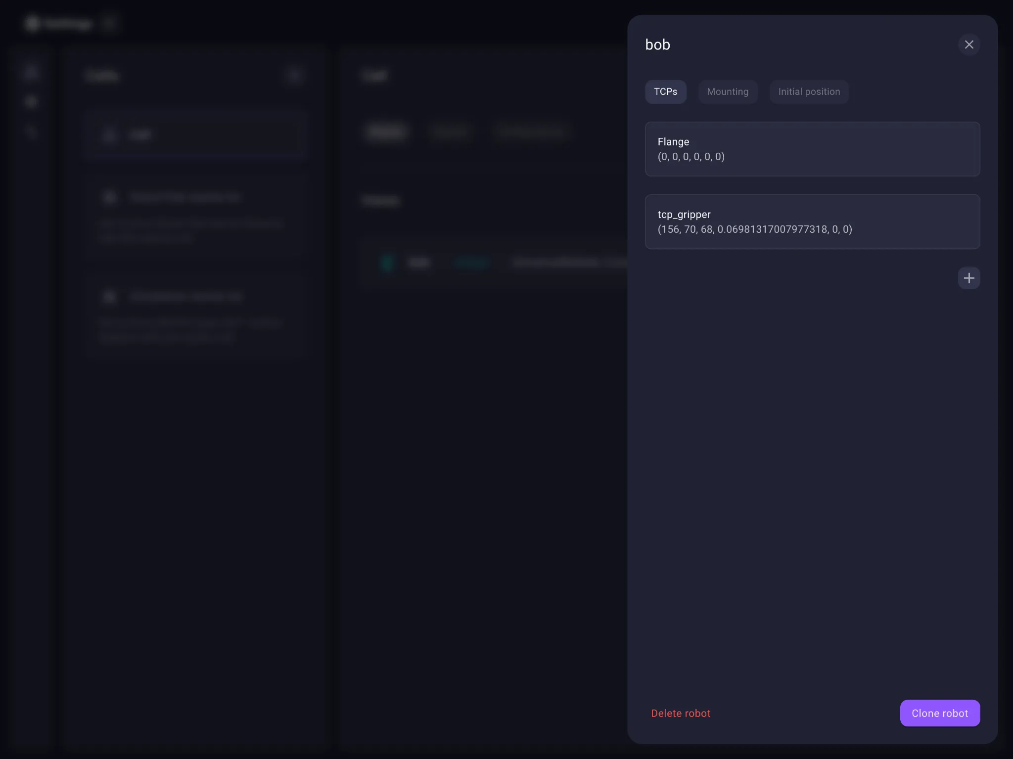 Robot details with Clone Robot button