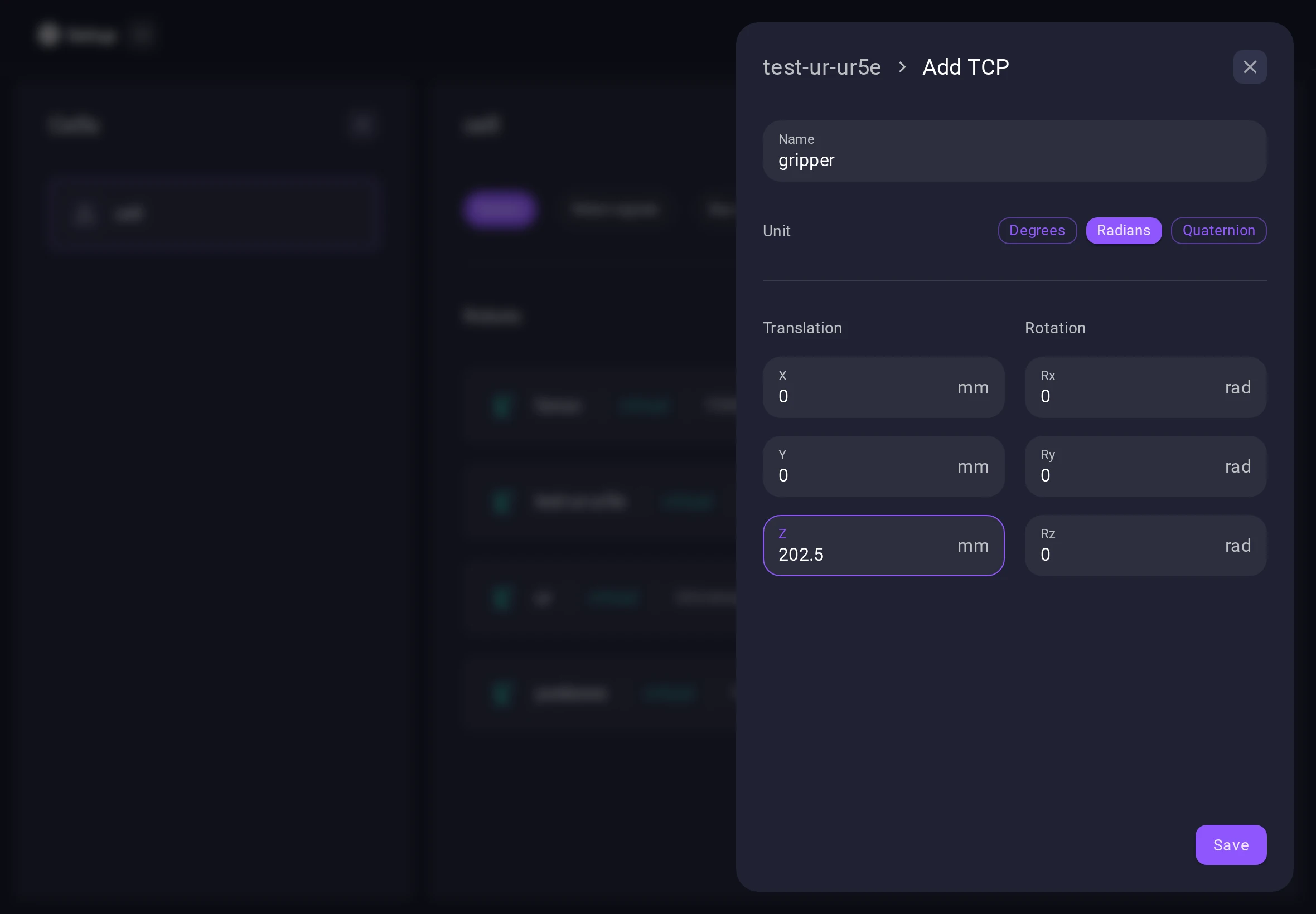 Adding a TCP for a virtual robot.
