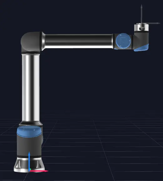 6DoF standard industrial robot reaching one TCP pose with elbow branch UP.