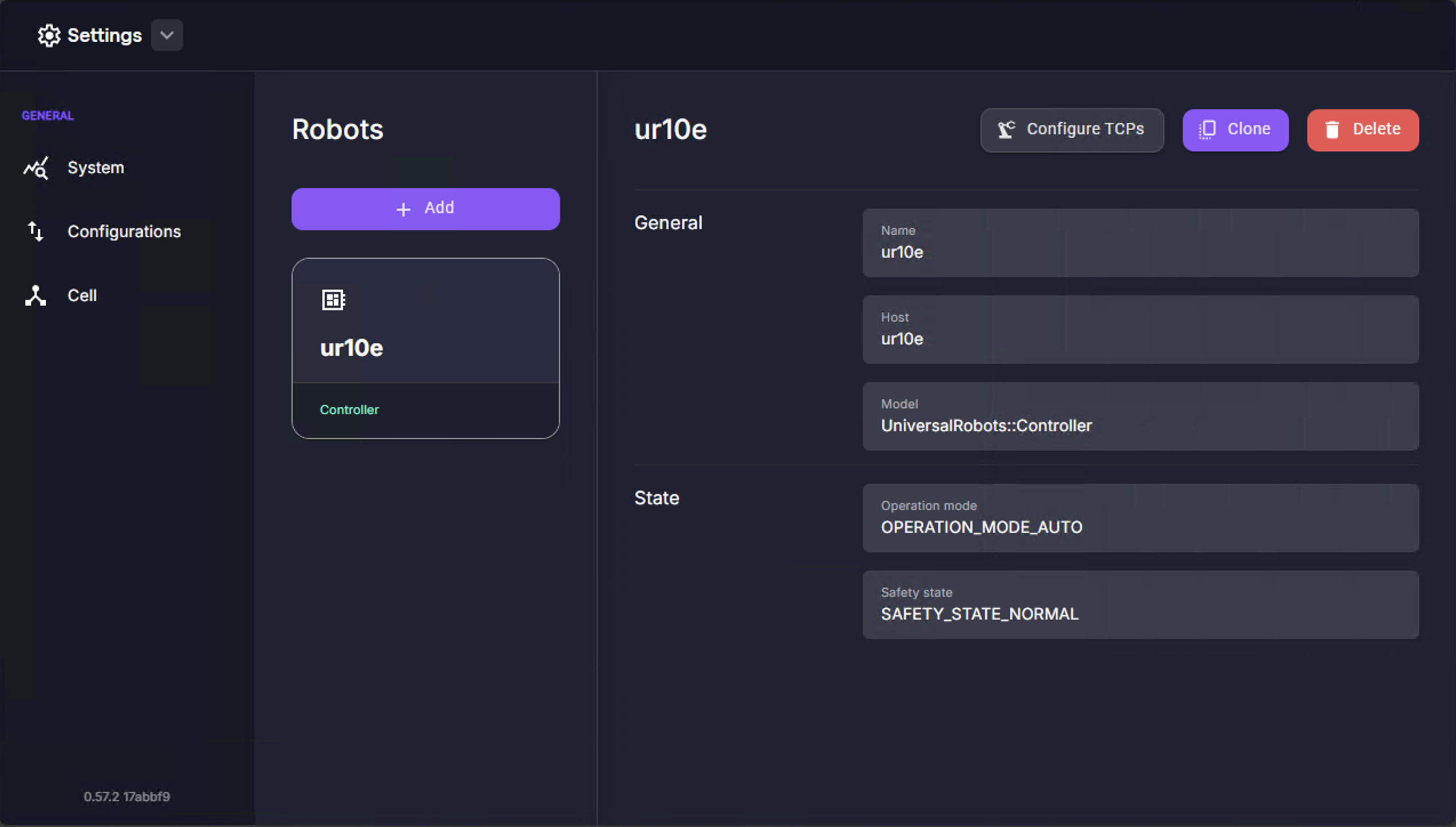 Add a new TCP to the robot in the settings app