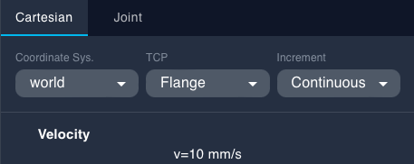 TCP displayed in Robot Pad