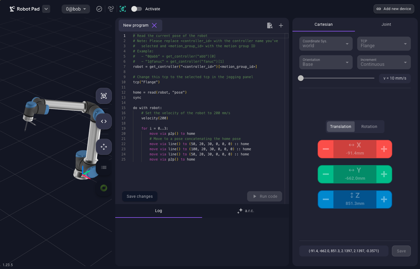 Controller and id values in Robot Pad