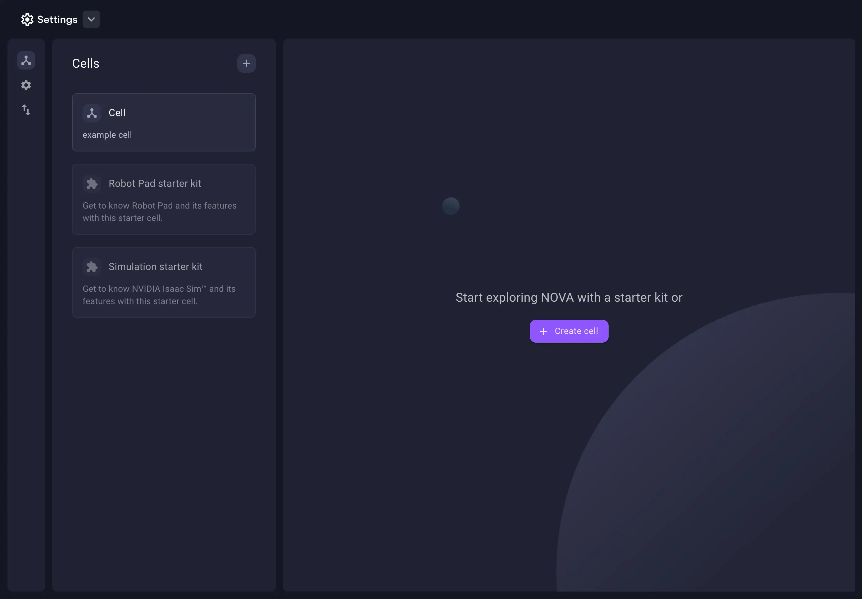 Wandelbots NOVA core app settings